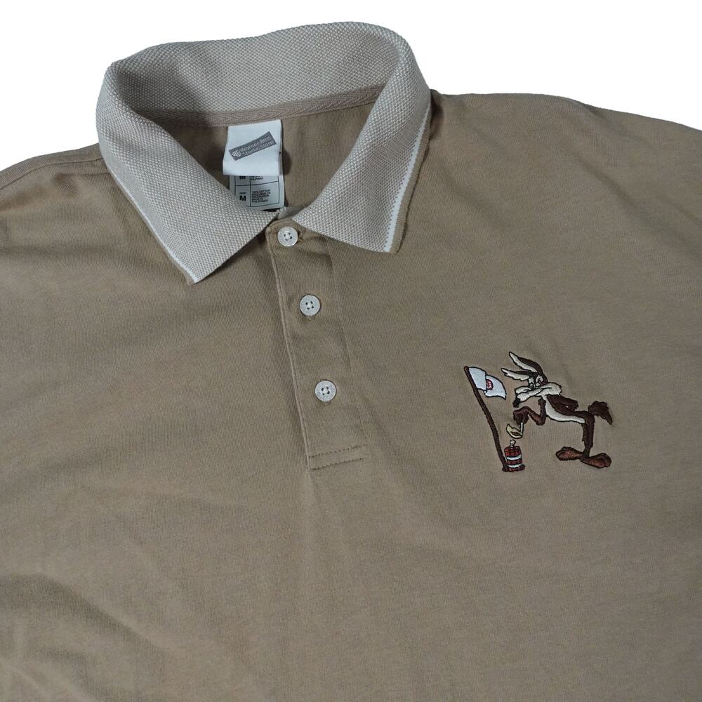 Warner Bros Wile E Coyote Vintage Embroidered Golf Polo Shirt Men's Medium